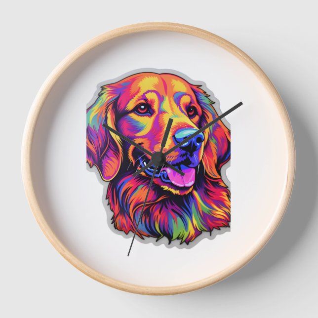 Horloge Neon Golden Retriever (Recto)