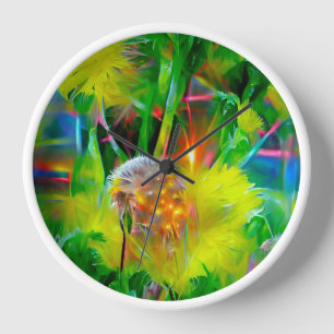 Horloge Neon Llow Dandelions dans Dream Garden