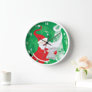 Horloge Noël mignon, chant et danse Père Noël