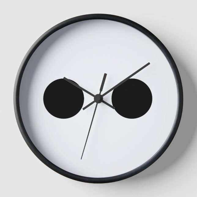Horloge Noir Blanc Funny Mignonne Visage Yeux Cadeau éléga (Recto)