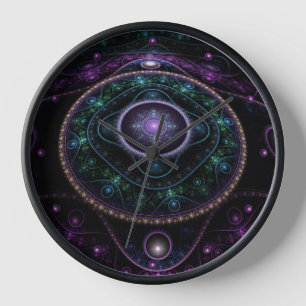 Horloge Noir violet Turquoise brillant Sphère magique