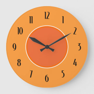 Horloge noire légère et orange-foncé de nombres de