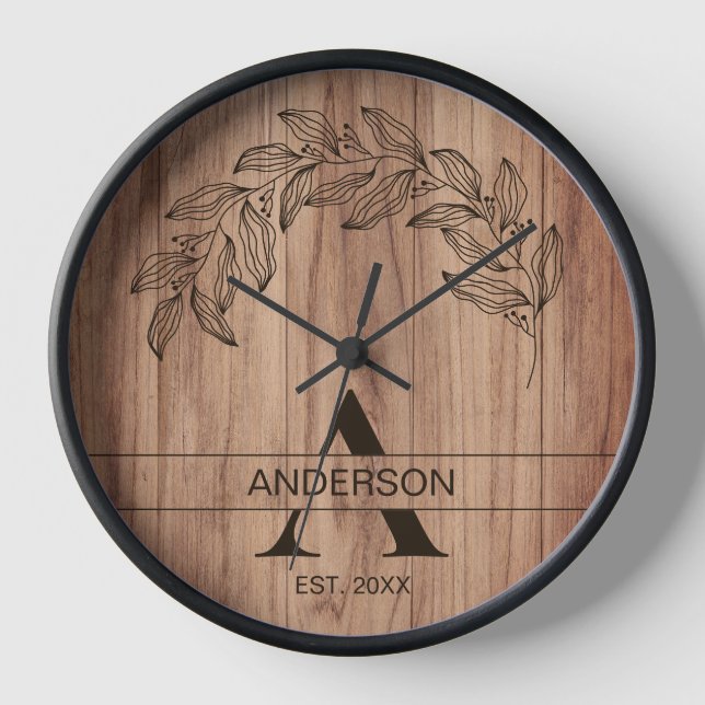 Horloge Nom de famille Rustic Wood (Recto)