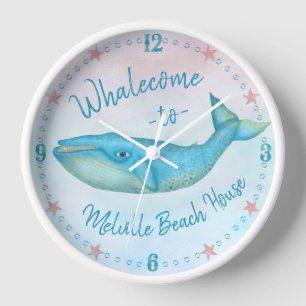 Horloge Nom nautique de Whalecome   de baleine bleue de