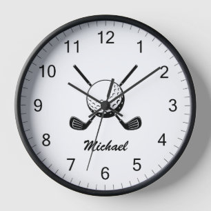 Horloge Nom personnalisé Boule de golf Boule Golfer Golfin