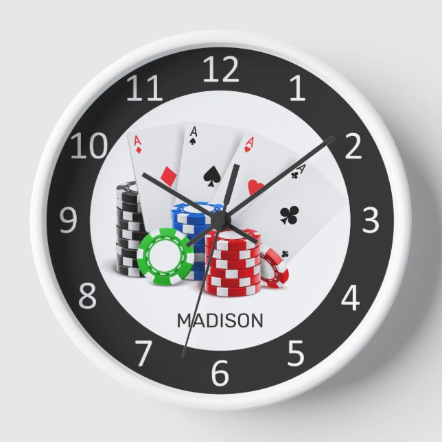 Horloge Nom personnalisé Poker / Casino (Recto)