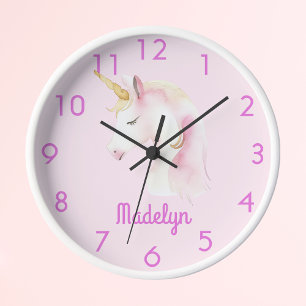 Horloge Nom rose de la licorne