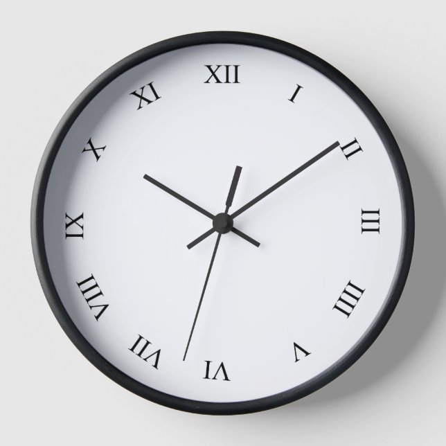 Horloge Nombres Romains Noirs Mur en Bois Noir (Recto)