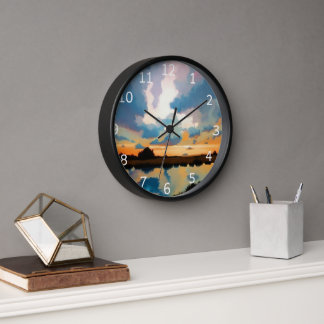 Horloge Nuage fabuleux, Réflexions, Soleil sur l'eau