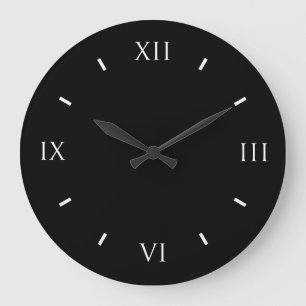 Horloge numérique romaine à mur noir (ronde)