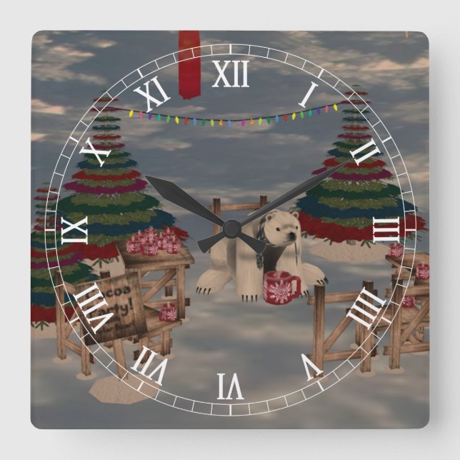 Horloge numérique romaine de l'ours polaire (Recto)