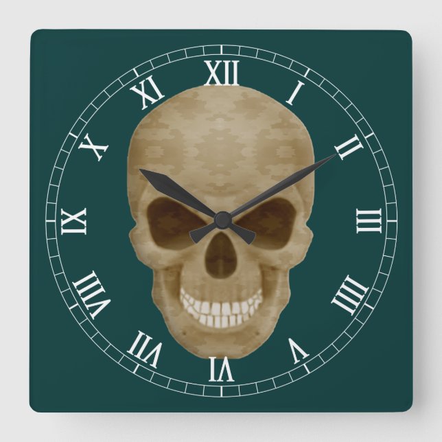 Horloge numérique romaine du crâne du camouflage (Recto)