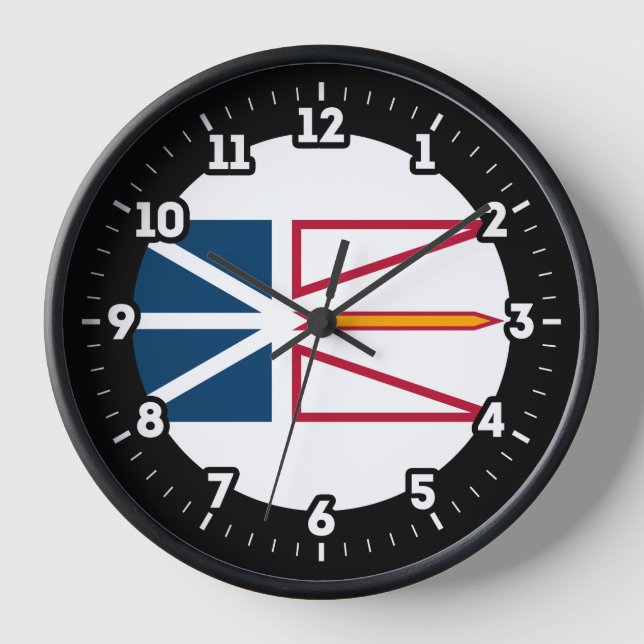 Horloge Numéro graphique des drapeaux de Terre-Neuve (Recto)