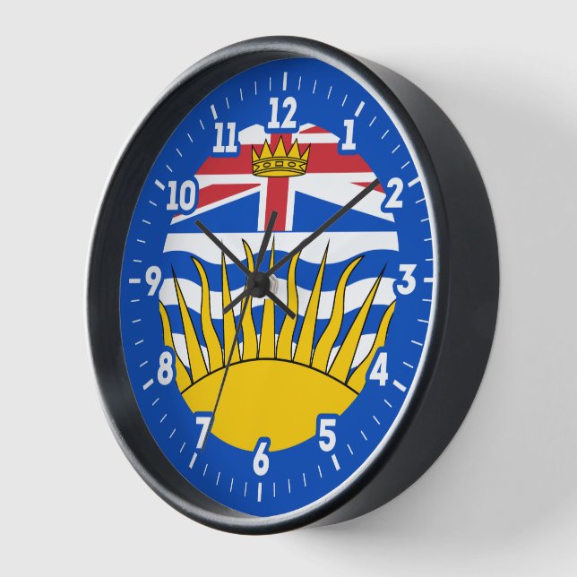 Horloge Numéro graphique du drapeau de la Colombie-Britann (Angle)