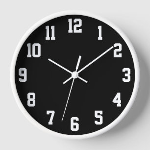 Horloge Numéros de sport noir et blanc