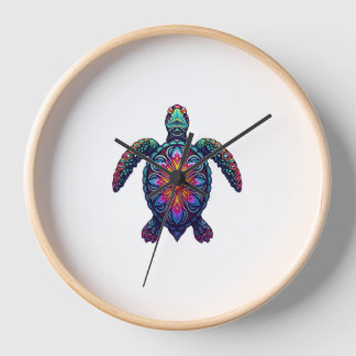 Horloge Ocean Animal Tie Dye Tribal Sea Animal Maori Turtl