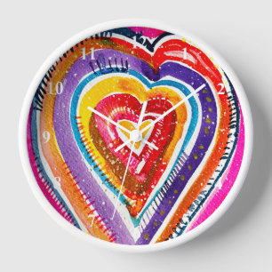Horloge OEuvre d'aquarelle du coeur