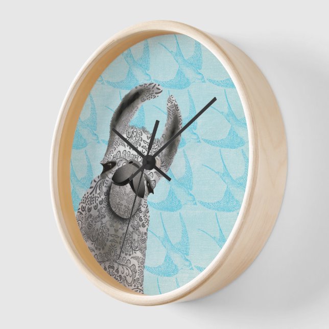 Horloge Oiseau bleu Moma Llama (Angle)