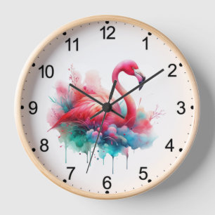 Horloge Oiseau flamant rose sublimation
