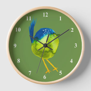 Horloge Oiseau vert mignon
