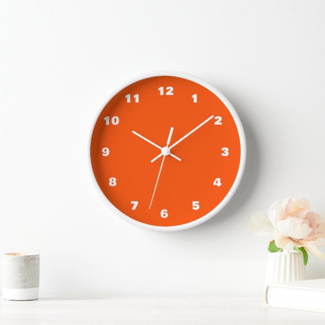 Horloge orange Couleurs personnalisées Numéros Pol (Maison)
