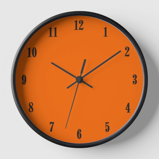 Horloge Orange solide avec Polices noires (Recto)