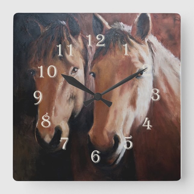 Horloge orientée de cheval avec deux chevaux (Recto)