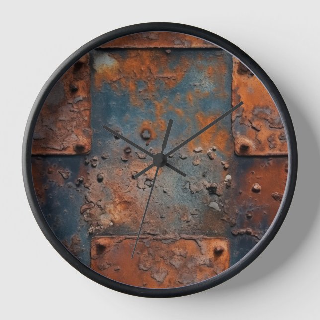 Horloge Panneaux métalliques rouillés (Recto)