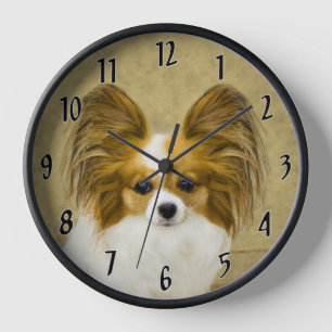 Horloge Papillon (Hound Tri) Peinture - Art original du ch