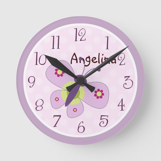 Horloge papillon Lavande personnalisée (Recto)