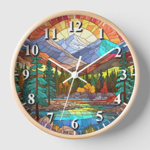 Horloge Parc national des Rocheuses Faux Verre Tiré