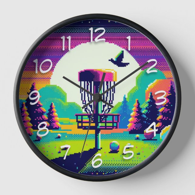 Horloge Parcours de golf Pixel Art Disk (Recto)