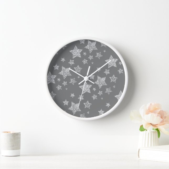 Horloge Parties scintillant argent scintille Étoiles motif (Maison)