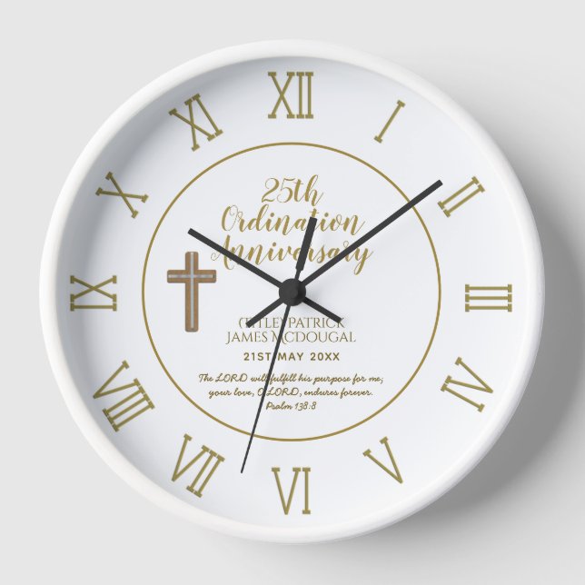 Horloge PASTEUR Ordination Anniversaire Bible Verse Cadeau (Recto)