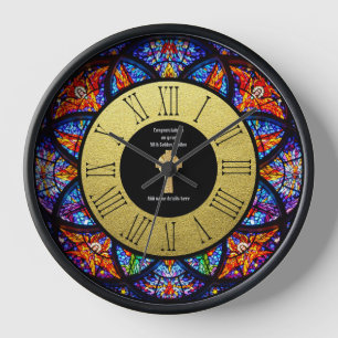 Horloge Pasteur Priest Cabinet Anniversary Stained Glass