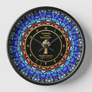 Horloge Pasteur Priest Cabinet Anniversary Stained Glass
