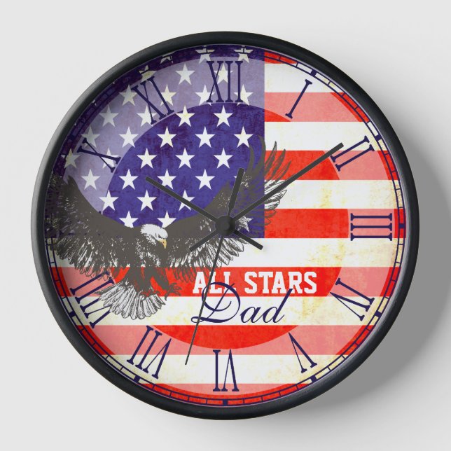 Horloge Patriotic American flag eagle roman wall clock (Recto)