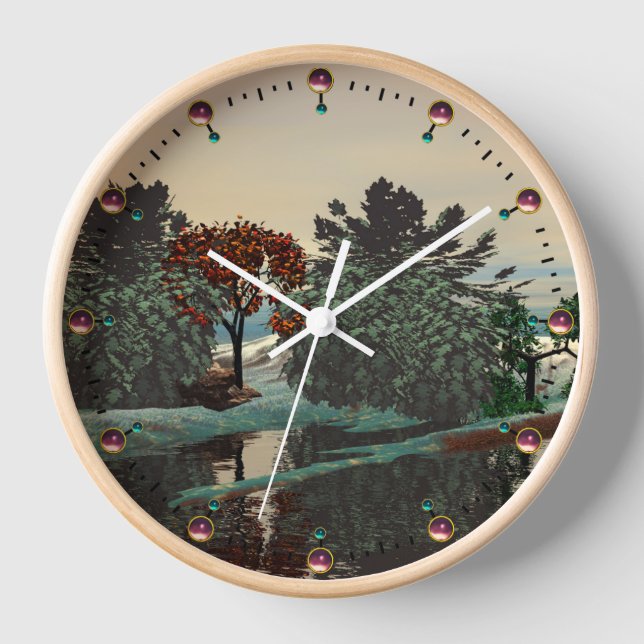 Horloge PAYSAGE ALIEN, ARBRES, HYPERION LAGON Sci Fi (Recto)