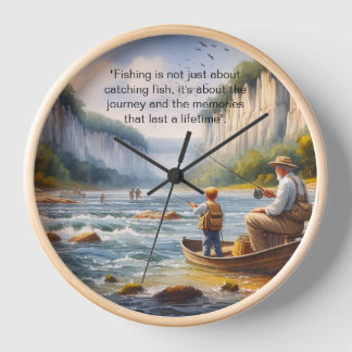 Horloge Paysage aquatique grand-père fils pêche