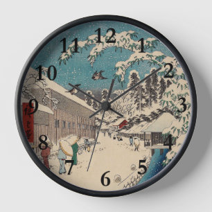 Horloge Paysage hivernal d'Hiroshige japon ukiyo-e antique