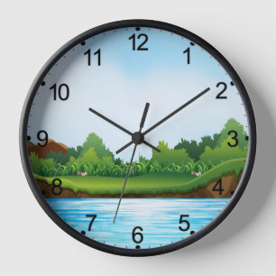 Horloge Paysage naturel avec réservoir de rivière-22805