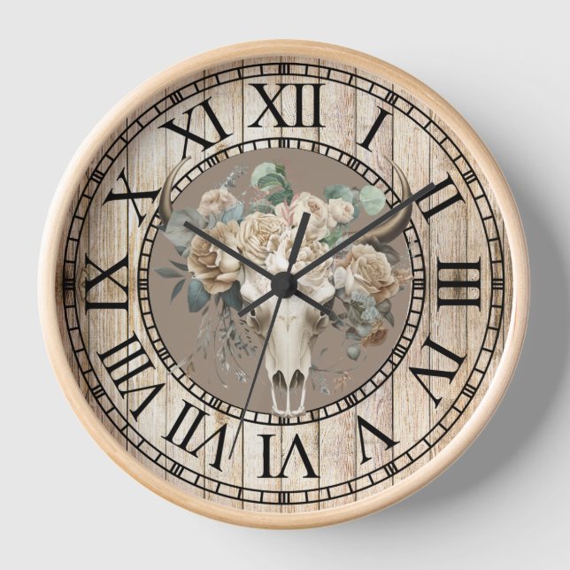 Horloge Peau occidental blanc rose eucalyptus western chic (Recto)