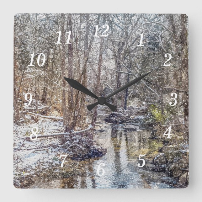 Horloge peinte de neige de Branson Fall Creek (Recto)