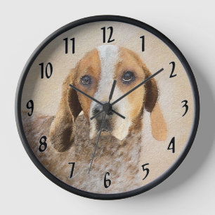 Horloge Peinture américaine anglaise sur pilon - Chien Art