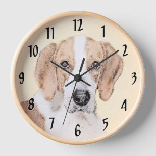Horloge Peinture American Foxhound - Art Original de Chien