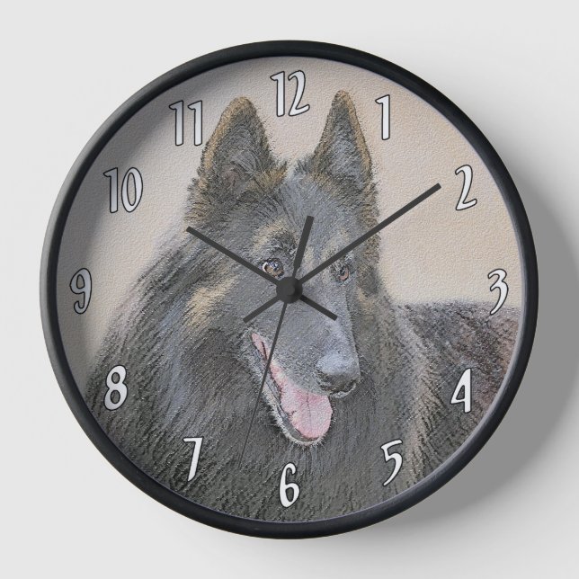 Horloge Peinture belge Tervuren - Cute Original Chien Art (Recto)