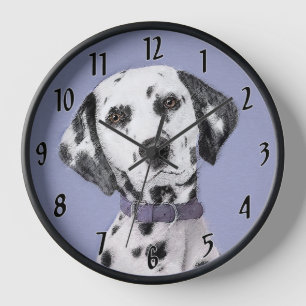 Horloge Peinture Dalmatien - Art Original et Mignon de Chi