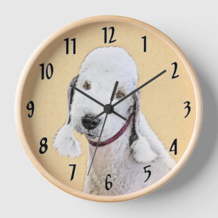 Horloge Peinture de Bedlington Terrier - Art canin origina