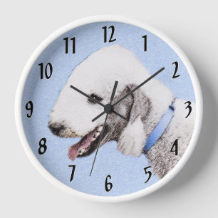 Horloge Peinture de Bedlington Terrier - Art original de c