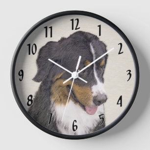 Horloge Peinture de Bouvier Bernois - Art de Chien Origina